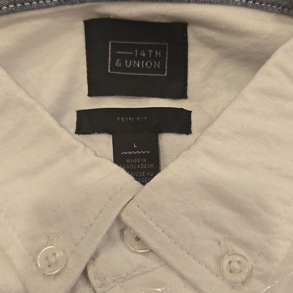 14th & Union Stretch COTTON Oxford Men's White Button-Down Shirt - Picture 5 of 5